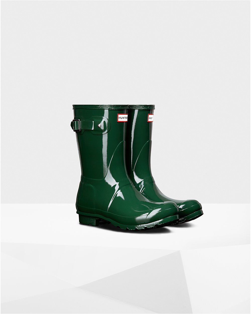 Bottes Courtes de Pluie Hunter Original Gloss Femme Vert LTBJRFY-83